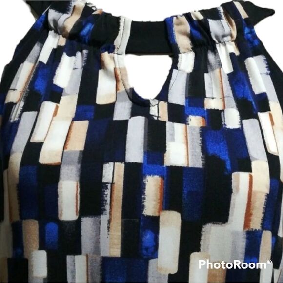 WHBM Summer Spring mosaic geometric mini halter tunic dress size medium - Picture 4 of 14